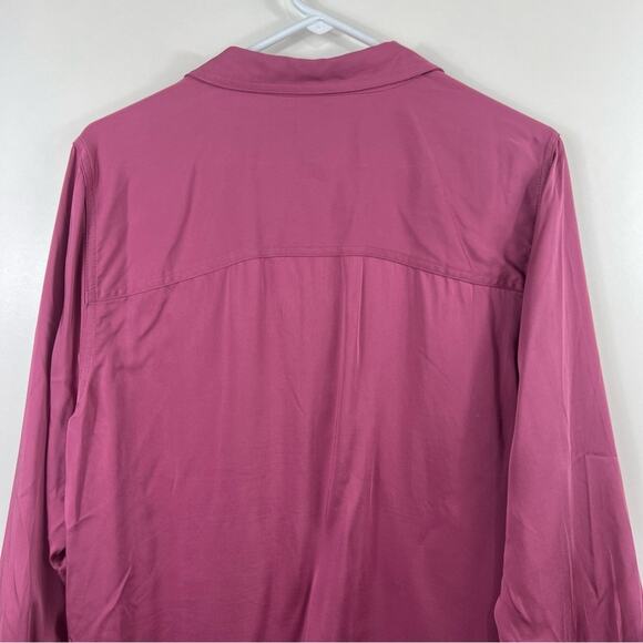 Chico's Sandwashed Satin Shirt 100% Modal Size 16/18 Pinkish Purple Button Up - Picture 5 of 10